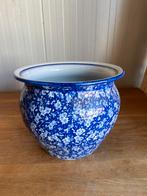 Grote bloempot blauw wit, Tuin en Terras, Bloempotten, 25 tot 40 cm, Rond, Ophalen of Verzenden, Zo goed als nieuw