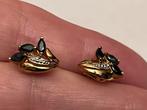 Gouden oorbellen Saffier en Diamant, Zo goed als nieuw, Met edelsteen, Goud, Verzenden