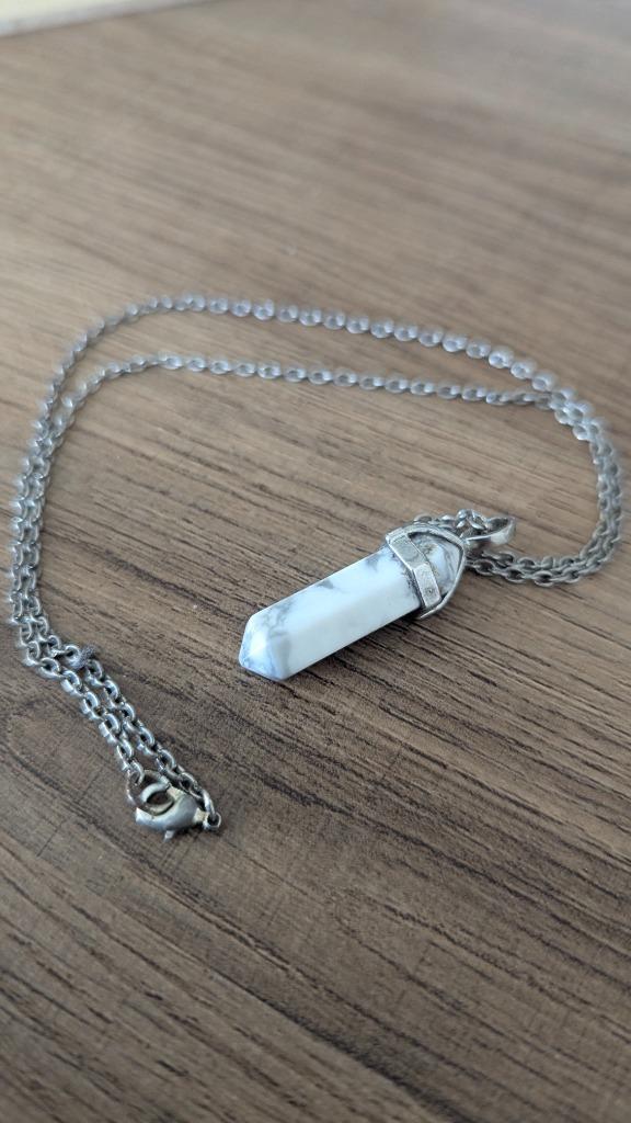 Marble look steenhanger – kettinghanger, Sieraden, Tassen en Uiterlijk, Kettinghangers, Gebruikt, Overige materialen, Wit, Ophalen of Verzenden