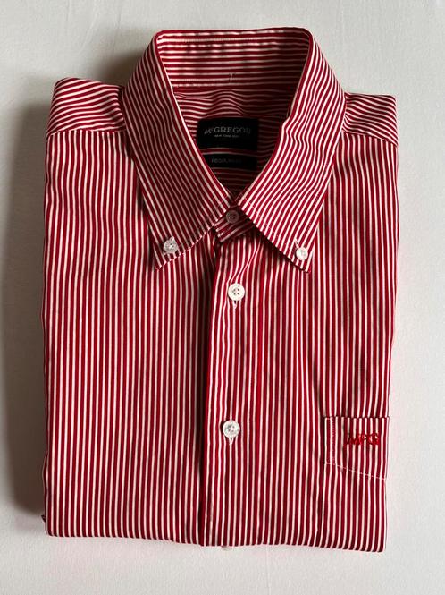 McGregor overhemd regular fit rood streep D5 XL, Kleding | Heren, Overhemden, Zo goed als nieuw, Halswijdte 43/44 (XL), Rood, Verzenden