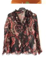 Zwart geprint voile roezel-Blouse maat 44, Ophalen of Verzenden, Zo goed als nieuw, C&A, Blouse of Tuniek