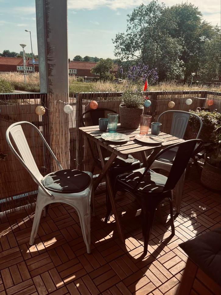 4 tuinstoelen industrial look (per stoel of set te koop), Tuin en Terras, Tuinsets en Loungesets, Gebruikt, Ophalen