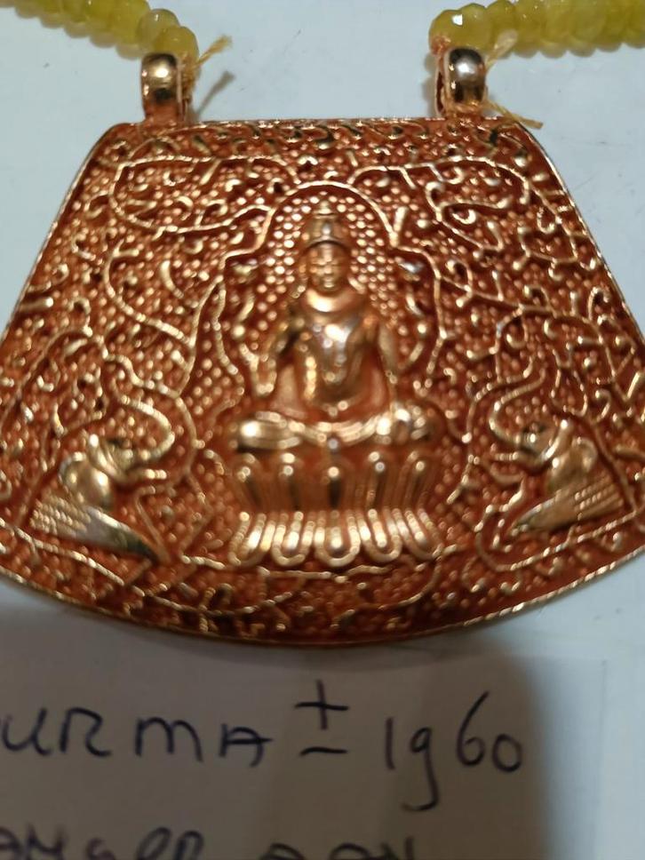 Burma+1960 Hanger met Boeddha citroen -jade., Sieraden, Tassen en Uiterlijk, Kettinghangers, Zo goed als nieuw, Goud, Goud, Overige voorstellingen