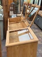 Toonbank met vitrine, geloogd grenen, 3 glazen kleppen, Ophalen
