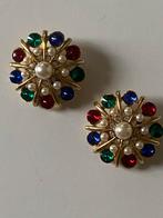 Vintage Sphinx Maltezer Kruis Oorbellen, Met kristal, Overige materialen, Gebruikt, Ophalen of Verzenden