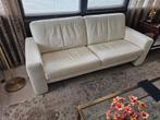 Wit crème lederen bankstel en fauteuils, Huis en Inrichting, Banken | Sofa's en Chaises Longues, Ophalen, Zo goed als nieuw