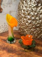 Murano vaasje en bloem windlicht, Overige kleuren, Aardewerk of Porselein, Ophalen of Verzenden, Zo goed als nieuw