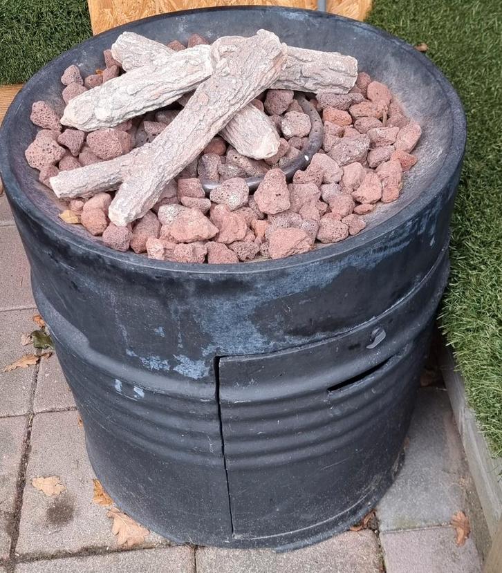 Vuurkorf met lavastenen en keramische houtblokken, Tuin en Terras, Tuinhaarden, Gebruikt, Ophalen of Verzenden