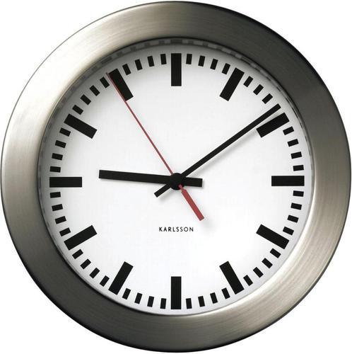 Wandklok - Karlsson - 20cm - Chrome - Digitaal, Huis en Inrichting, Woonaccessoires | Klokken, Zo goed als nieuw, Wandklok, Digitaal