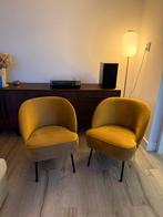 BePureHome | twee Vogue Fauteuils velvet mosterd geel, Ophalen, Minder dan 75 cm, Zo goed als nieuw, Stof