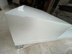 Salontafel wit hoogglans met glasplaat, Huis en Inrichting, Tafels | Salontafels, Ophalen, Strak, Gebruikt, 100 tot 150 cm