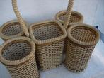 Vintage rotan/ riet gevlochten flessenmand jaren 50, Ophalen of Verzenden, Huis en Inrichting