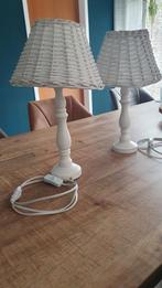 Set van 2 Schemerlampjes met Witte Kap, Huis en Inrichting, Lampen | Vloerlampen, Hout, Ophalen of Verzenden, Minder dan 100 cm