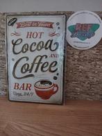 metalen 3d bordje 20x30 cm hot cocoa and coffee, Ophalen of Verzenden, Nieuw, Reclamebord