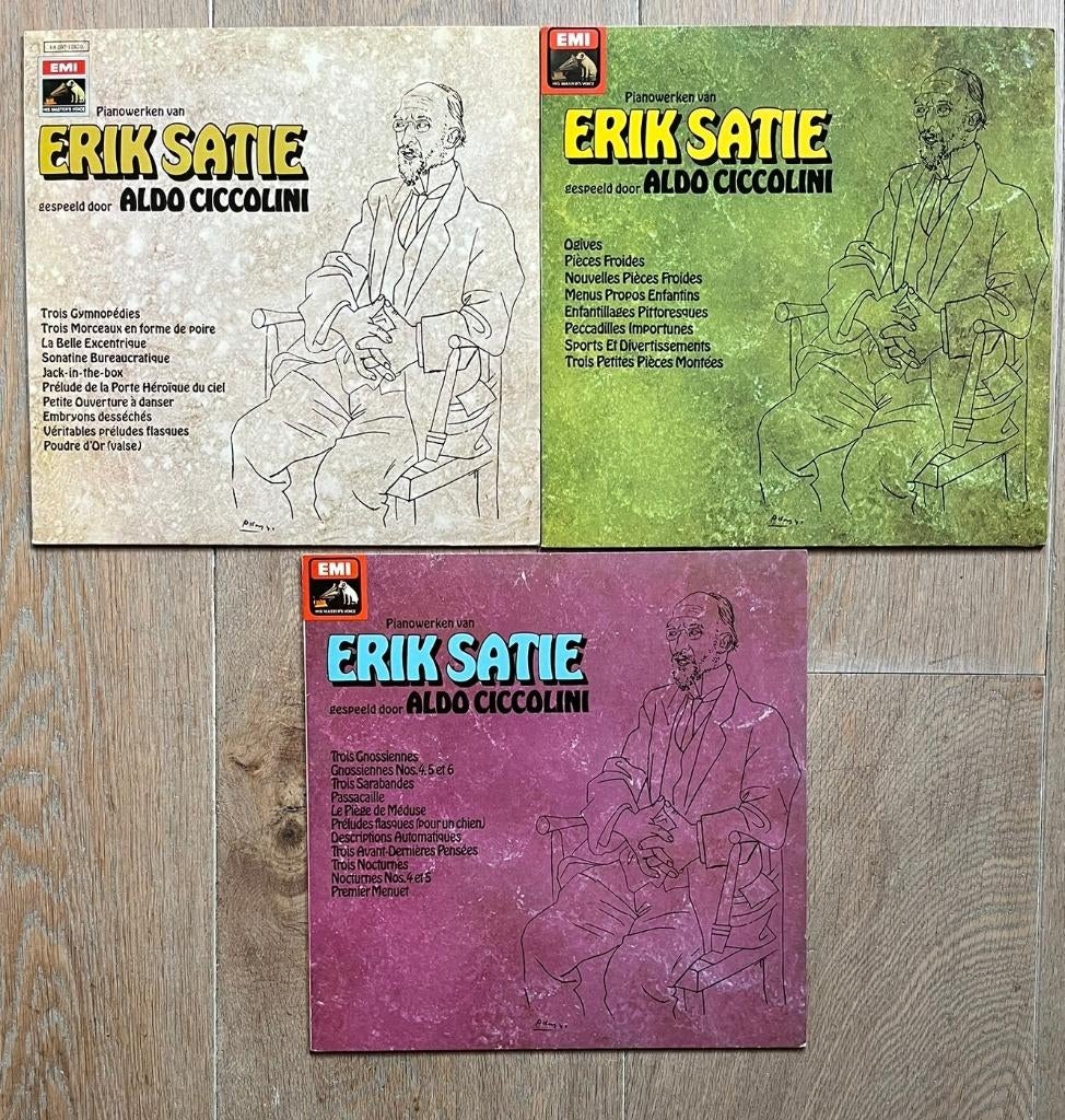 3 losse LP's - Eric Satie - Aldo Ciccolini, piano, Gebruikt, Verzenden, Overige typen, 12 inch
