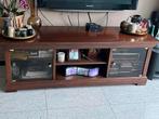 Notenhouten tv meubel, Ophalen of Verzenden, Minder dan 100 cm, 25 tot 50 cm, Glas