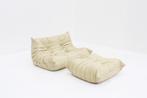 Vintage Togo Ligne Roset sofa set beige leer, Huis en Inrichting, Banken | Sofa's en Chaises Longues, Ophalen, Gebruikt, 100 tot 125 cm