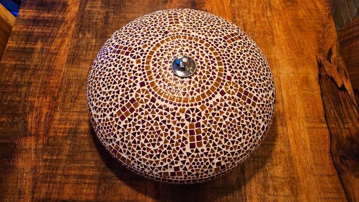 Oosterse mozaïek plafondlamp 50cm, Huis en Inrichting, Lampen | Plafondlampen, Zo goed als nieuw, Glas, Metaal, Ophalen of Verzenden