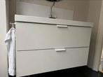 Wastafelmeubel en hoge kast wit IKEA Godmorgon, Ophalen, 100 tot 150 cm, Zo goed als nieuw, Minder dan 100 cm