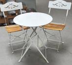 2x Brocante bistrosetje metaal wit tafeltje + 2 stoeltjes, Overige materialen, Zo goed als nieuw, Tuinset, Ophalen
