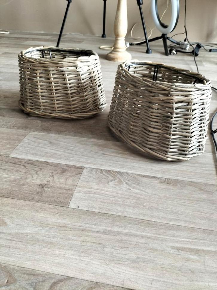 Rotan lampenkappen, Huis en Inrichting, Lampen | Lampenkappen, Gebruikt, Minder dan 25 cm, Rond, Bruin, Ophalen
