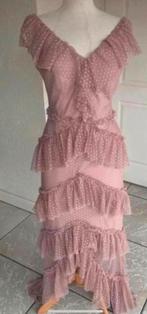 Roze maxi-jurk met stroken 36, Galajurk, Ophalen of Verzenden, Zo goed als nieuw, Roze