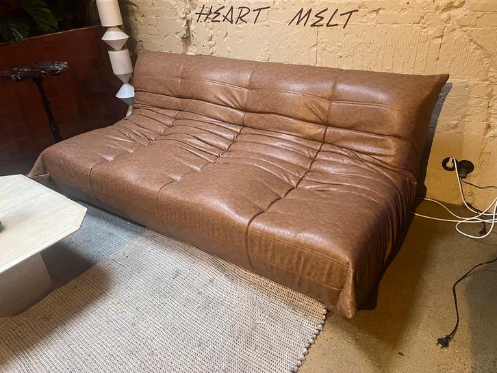 Lederen Loungebank - 3 zits en 2 zits (zo goed als nieuw), Huis en Inrichting, Banken | Sofa's en Chaises Longues, Gebruikt, Tweepersoons