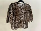 Ganni - Leopard poplin strik blouse maat 40, Maat 38/40 (M), Bruin, Ganni, Ophalen of Verzenden