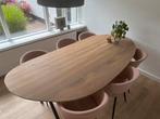 Organische tafel 240x110cm - Stalen x poten, Ophalen, 100 tot 150 cm, Eikenhout, 200 cm of meer