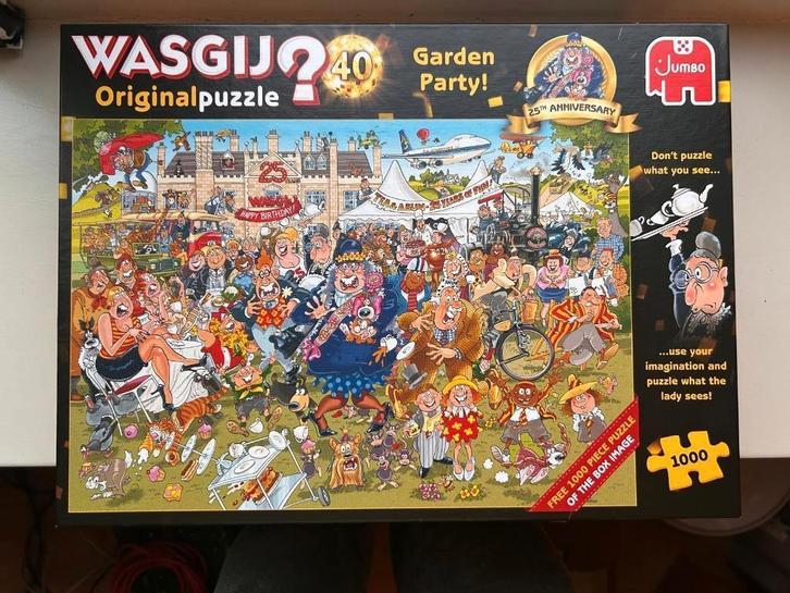 Wasgij Originalpuzzel 40 Garden Party (2x1000), Hobby en Vrije tijd, Denksport en Puzzels, Gebruikt, Legpuzzel, 500 t/m 1500 stukjes