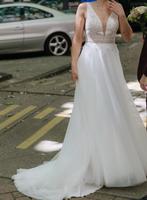 Trouwjurk met open rug, Kleding | Dames, Ophalen of Verzenden, Gedragen, Wit, Trouwjurk