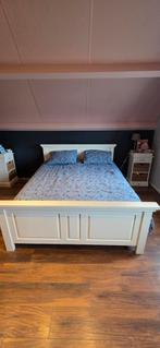 Bedombouw 160x200 Wit Hout, Huis en Inrichting, Slaapkamer | Bedden, Ophalen, Gebruikt, Wit, Tweepersoons