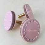 Roze Leer kastknop - Dubbelzijdig met Gestikte Afwerking, Nieuw, Pretty in Pink Kinderkamer Commode Ikea Hemnes Embrasse Deurknop