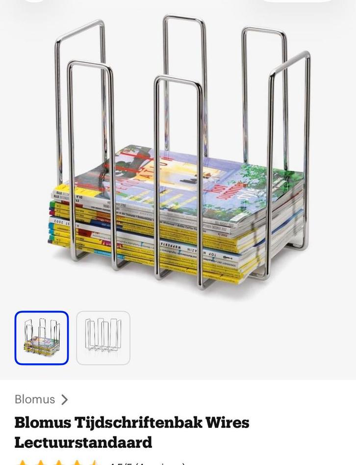 Bolmus tijdschriftenbak lectuurstandaard wired rvs, Huis en Inrichting, Woonaccessoires | Krantenbakken en Lectuurbakken, Zo goed als nieuw