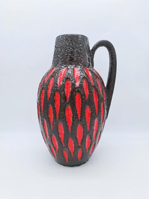 Vintage West Germany vaas Scheurich 279-38 Zwart Rood, Antiek en Kunst, Antiek | Keramiek en Aardewerk, Ophalen of Verzenden