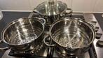Stoompan 3-delig, Huis en Inrichting, Keuken | Potten en Pannen, Ophalen, Gebruikt, Pannenset, Rvs