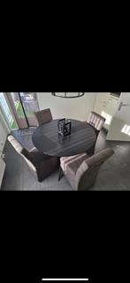 Zwarte ronde tafel met stoelen, Huis en Inrichting, Complete inboedels, Ophalen of Verzenden