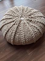 Crème gebreide poef met armleuningen, Ophalen, Rond, Nieuw, Stof