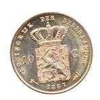 Nederland 10 Gulden 1887 Willem 3 UNC, Ophalen of Verzenden, Goud