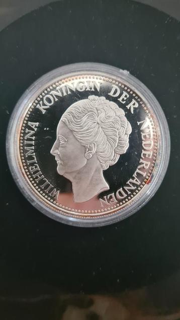 Zilveren Replica Munt 1944 Wilhelmina Koningin Kwaliteit ZG. beschikbaar voor biedingen
