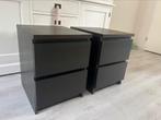 2 x Malm ikea nachtkastjes zwart, Huis en Inrichting, Slaapkamer | Nachtkastjes, Gebruikt, Minder dan 45 cm, Hout, 55 tot 70 cm