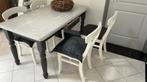Leuke brocante tafel met stoelen en kussentjes, Tuin en Terras, Tuinsets en Loungesets, Ophalen of Verzenden, Zo goed als nieuw