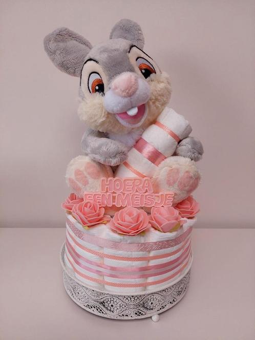 Roze Disney luiertaart met Stampertje, Kinderen en Baby's, Kraamcadeaus en Geboorteborden, Nieuw, Kraamcadeau, Ophalen of Verzenden