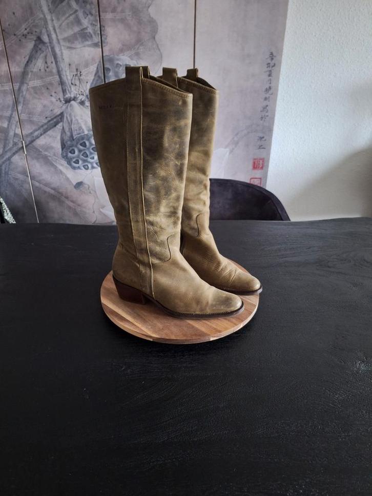 Leren laarzen van Mexx maat 38, Kleding | Dames, Schoenen, Zo goed als nieuw, Hoge laarzen, Groen, Ophalen of Verzenden