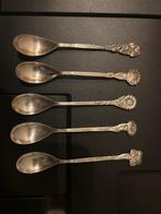 5 Zilveren Thee Lepels - Bloemen Serie, Antiek en Kunst, Antiek | Bestek, Ophalen