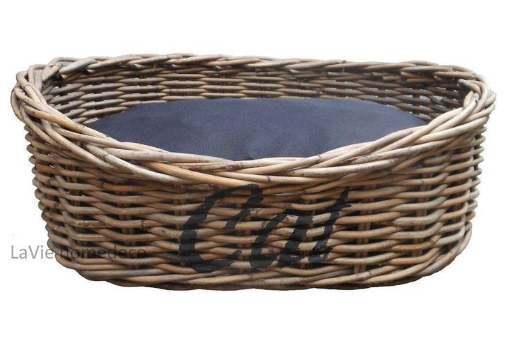 Poezenmand van riet, Huis en Inrichting, Woonaccessoires | Schalen en Manden, Nieuw, Rond, Riet, Ophalen of Verzenden