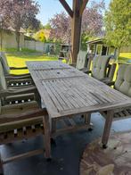 Teak houten tuinstoelen met kussen, Tuin en Terras, Ophalen, Gebruikt, 6 zitplaatsen, Teakhout