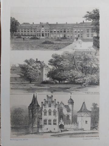 6 / Broederhuis en kasteel Zeist & Moersbergen Litho 1882 beschikbaar voor biedingen