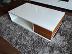 Salontafel hoogglans wit met notenhout, Huis en Inrichting, Ophalen, Gebruikt, 100 tot 150 cm, 50 tot 100 cm