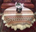 Vintage/retro wollen tafelkleed rond crème, bruin klassiek, Huis en Inrichting, Stoffering | Tapijten en Kleden, Crème, Vintage / klassiek